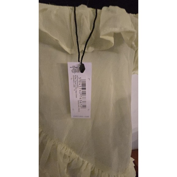Nasty Gal Ruffle Chiffon Long Dress SZ 10 Yellow Lime Fairycore Retail $165 - Picture 8 of 15